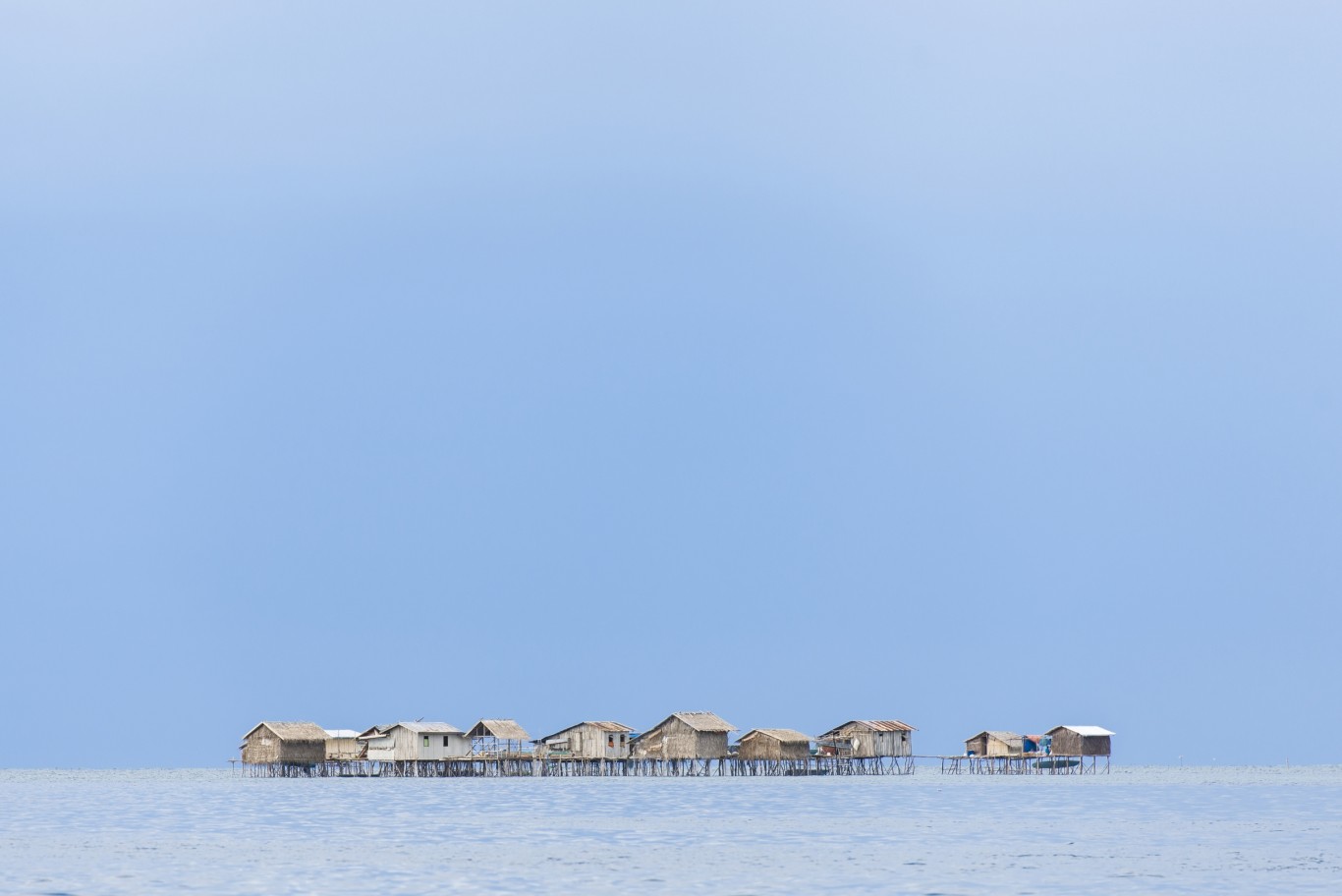 A typical Sama-Bajau community with stilt houses over the coastal shallows of Tawi-Tawi